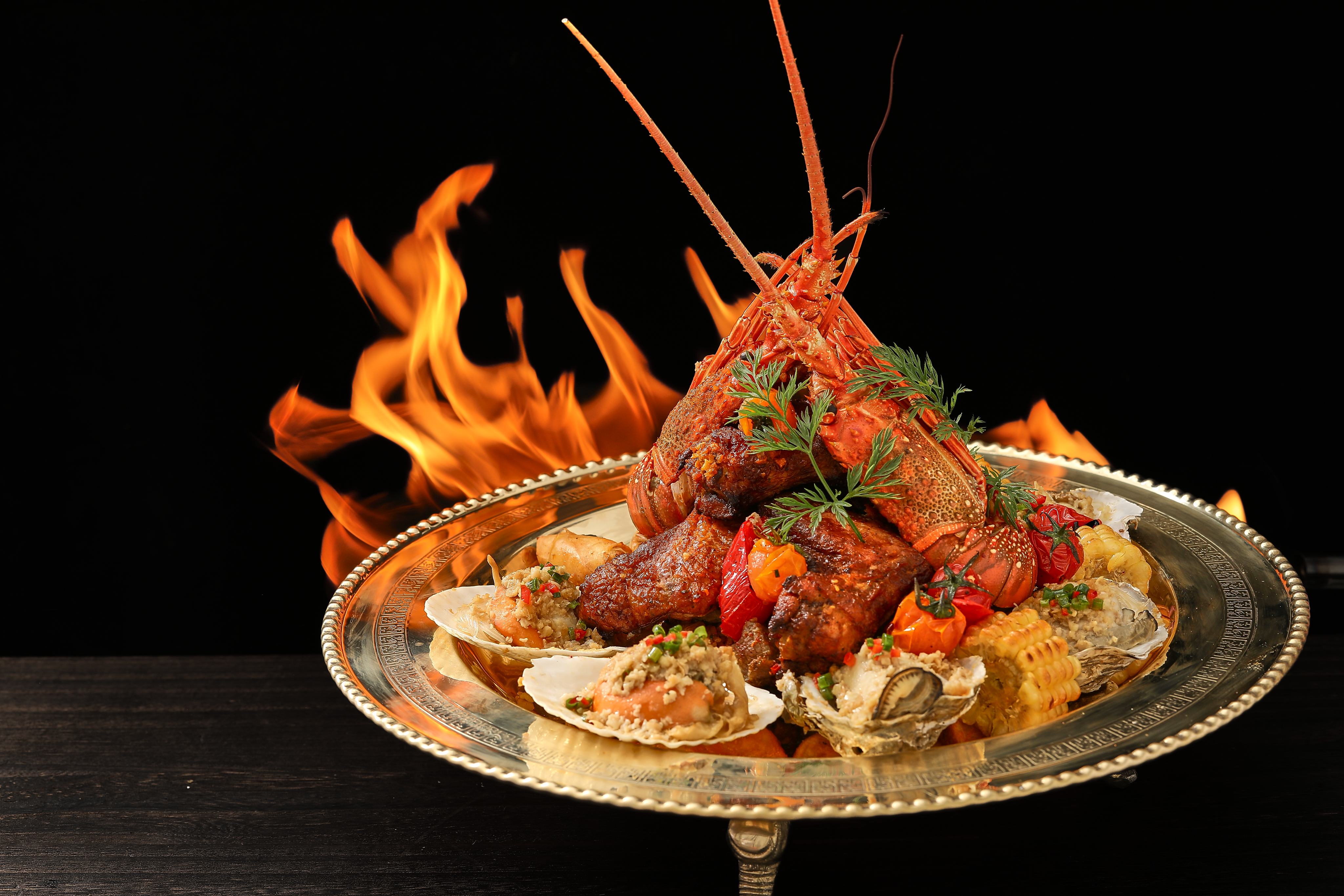 Imperial Combo Barbeque Platter on flame